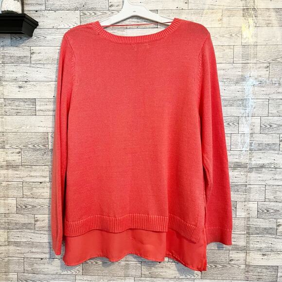 CROFT & BARROW Melon-Pink Pullover Sweater With Hem Detail, XXL - Picture 8 of 10